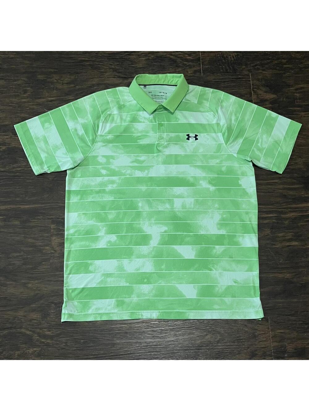 Under Armour Mens ISO-Chill Green Performance Polo Shirt Size Large